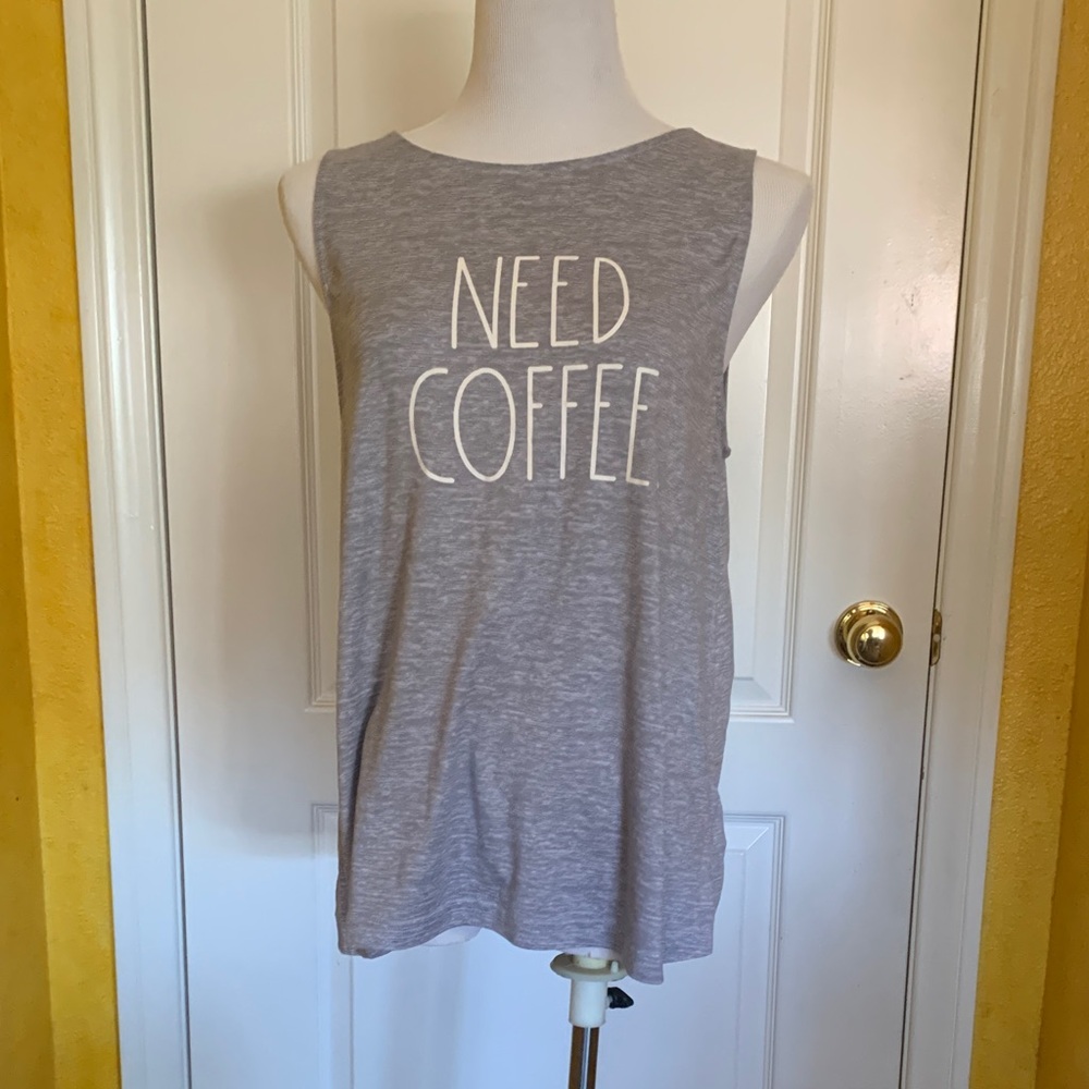 Rae Dunn Gray Muscle Tee with 'Need Coffee' Print